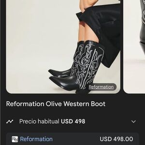 Reformation Black and White Western Boots